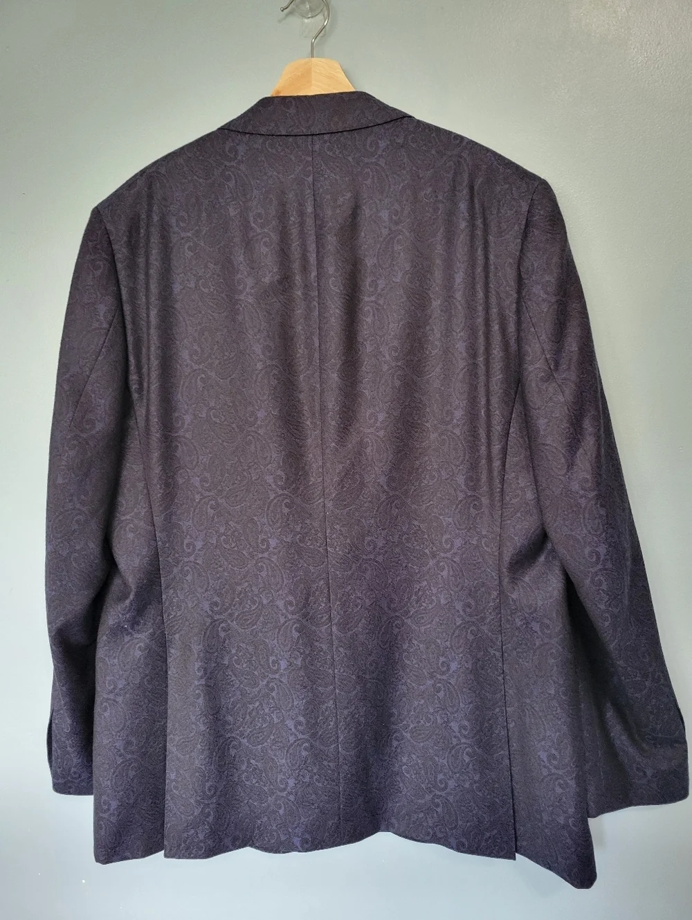 Paul Betenly Mens Wool Cashmere Paisley Blazer Blue Navy 46L